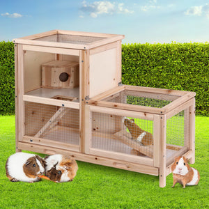 i.Pet Hamster Guinea Pig Ferrets Rodents Hutch Hutches Large Wooden Cage Running 80cm x 40cm x 60cm Aus