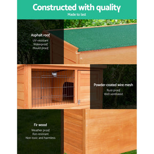 i.Pet Rabbit Hutch Hutches Large Metal Run Wooden Cage Chicken Coop Guinea Pig Aus