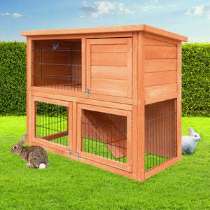 i.Pet Rabbit Hutch Hutches Large Metal Run Wooden Cage Chicken Coop Guinea Pig Aus