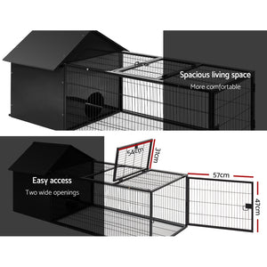 i.Pet Rabbit Cage Hutch Cages Indoor Outdoor Hamster Enclosure Pet Metal Carrier 162CM Length Aus