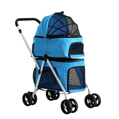 2.4 i.Pet Pet Stroller Dog Pram Large Cat Carrier Travel Foldable 4 Wheels Double