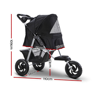 i.Pet Pet Stroller Dog Carrier Foldable Pram Large Black Aus