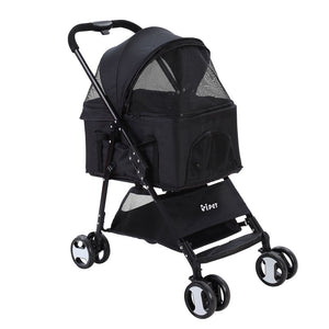 i.Pet Pet Stroller Dog Carrier Foldable Pram 3 IN 1 Middle Size Black Aus