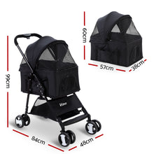 Load image into Gallery viewer, i.Pet Pet Stroller Dog Carrier Foldable Pram 3 IN 1 Middle Size Black Aus