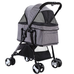 i.Pet Pet Stroller Dog Carrier Foldable Pram 3 IN 1 Middle Size Grey Aus