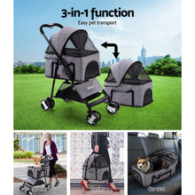 Load image into Gallery viewer, i.Pet Pet Stroller Dog Carrier Foldable Pram 3 IN 1 Middle Size Grey Aus