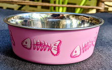 Load image into Gallery viewer, Cat Bowl by Bella Small Pink Fishbone Design Aus