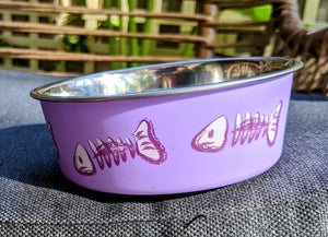 Cat Bowl by Bella Small Purple Fishbone Design Aus