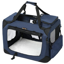 Load image into Gallery viewer, 2.2 FEANDREA Dog Kennel Transport Box Folding Fabric Pet Carrier 70cm Dark Blue