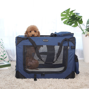 2.2 FEANDREA Dog Kennel Transport Box Folding Fabric Pet Carrier 70cm Dark Blue