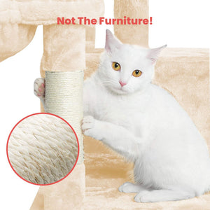 4.1 FLOOFI 150cm Plush Cat Condo Cat Tree Beige FI-CT-157-BJ