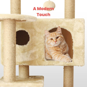 4.1 FLOOFI 150cm Plush Cat Condo Cat Tree Beige FI-CT-157-BJ