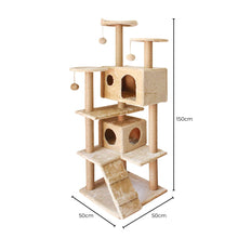 Load image into Gallery viewer, 4.1 FLOOFI 150cm Plush Cat Condo Cat Tree Beige FI-CT-157-BJ