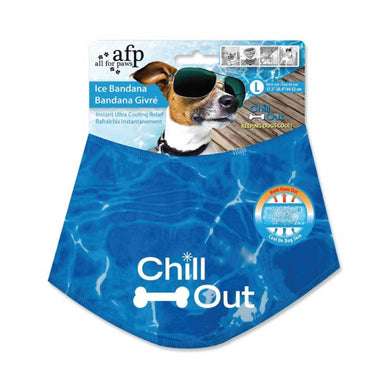 1 B L - Dog Cooling Bandana Ice Neck Collar AFP Chill Out Pet Cool Scarf Cold Large