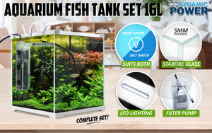 1.5 Dynamic Power Aquarium Fish Tank 16L Starfire Glass