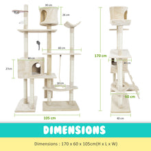 Load image into Gallery viewer, 2.4 Paw Mate 170cm Beige Cat Tree Danie Multi Level Scratcher