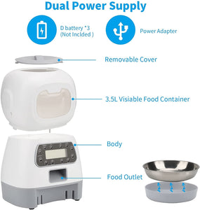 1.1 3.5L Visible Automatic Digital Pet Dog Cat Feeder Food Bowl Dispenser