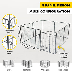 Dog Basic 8 Panel Pet Playpen Exercise Enclosure Cage Puppy Dog 80cm x 80cm