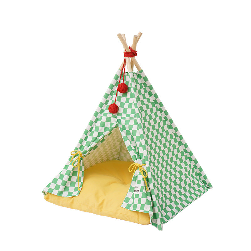 1.3 Solid wood Cat Puppy tent nest with removable mattress