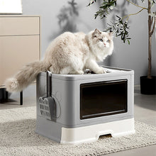 Load image into Gallery viewer, 3.4 Jumbo Hooded Cat Litter Box Tray Pet Kitty Toilet for Large Cats w Hair Grooming