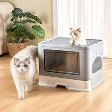 Load image into Gallery viewer, 3.4 Jumbo Hooded Cat Litter Box Tray Pet Kitty Toilet for Large Cats w Hair Grooming