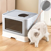 Load image into Gallery viewer, 3.4 Jumbo Hooded Cat Litter Box Tray Pet Kitty Toilet for Large Cats w Hair Grooming