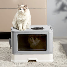 Load image into Gallery viewer, 3.4 Jumbo Hooded Cat Litter Box Tray Pet Kitty Toilet for Large Cats w Hair Grooming